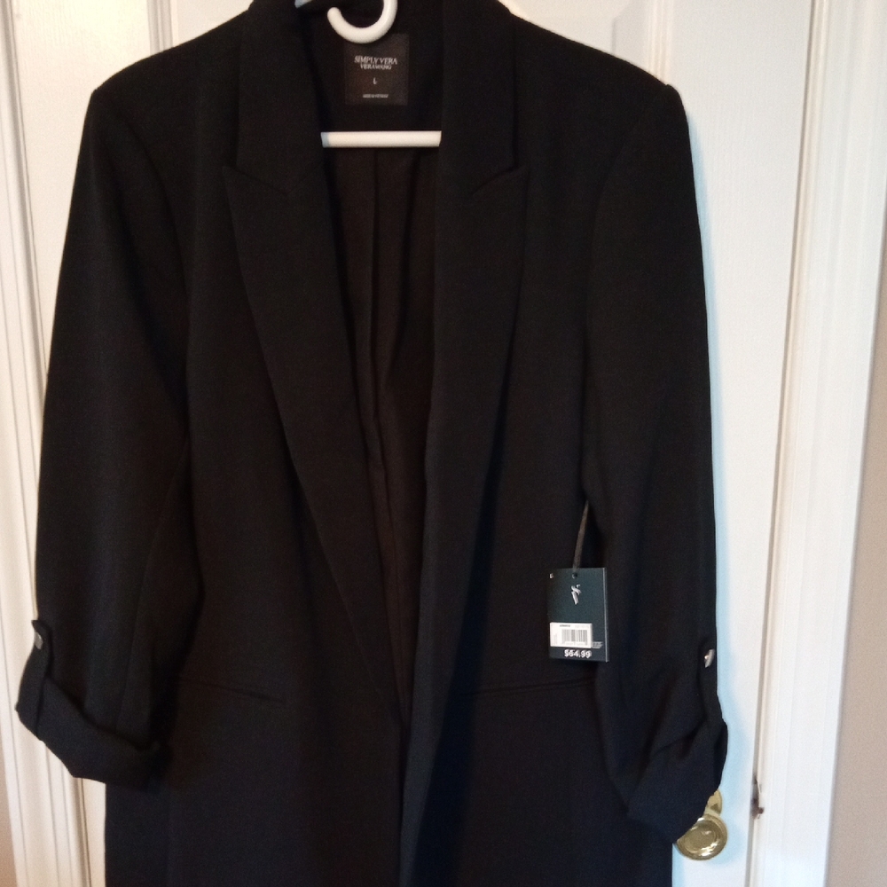 Simply Vera Vera Wang Black Open Front Long Blazer